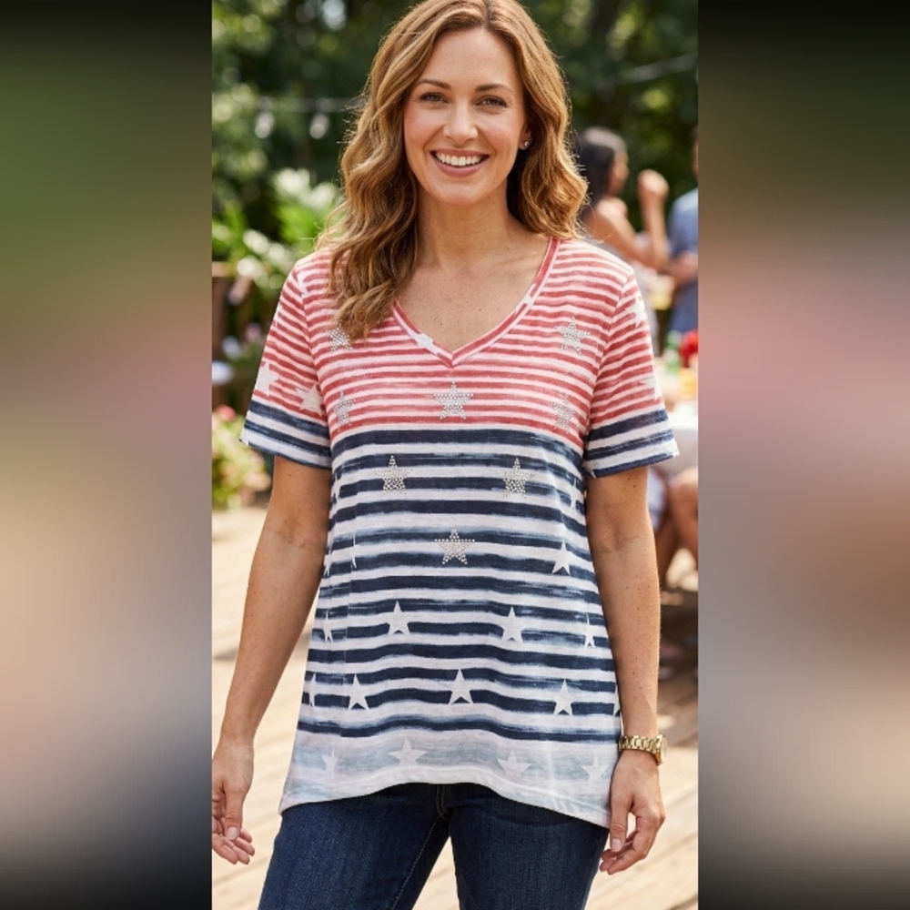 Thomas & Olivia Red and Blue Boxy Relaxed T-Shirt